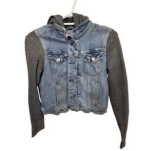 Hollister Denim Jacket Gray Hoodie Long Sleeve Size S